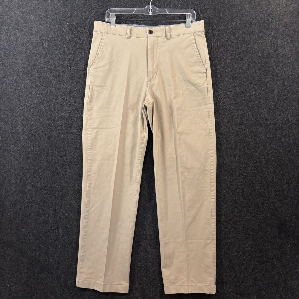 LL Bean Natural Fit Pants Men's 33x30 Khaki Stretch Chino Straight Casual